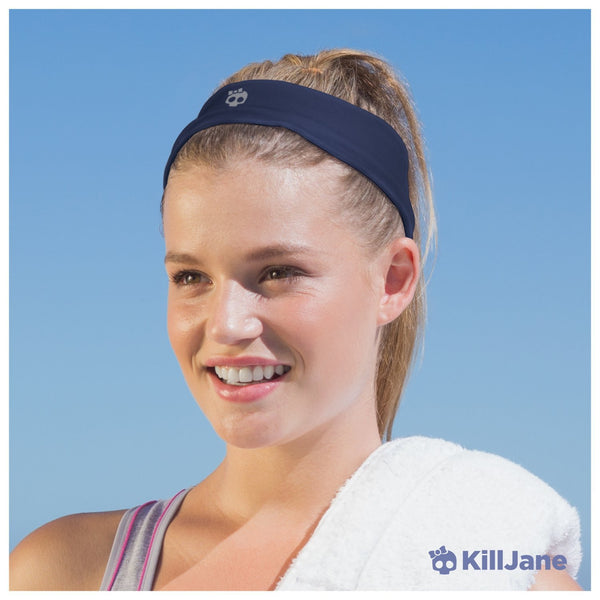 Womens Workout Headband - Sports Fitness Exercise Sweatband - Navy