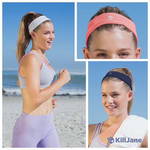 Womens Workout Headband - Sports Fitness Exercise Sweatband - Navy