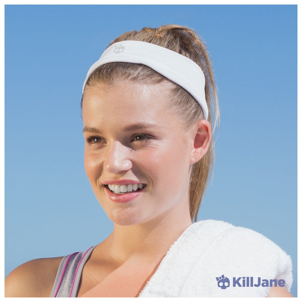 Womens Workout Headband - Sports Fitness Exercise Sweatband - White